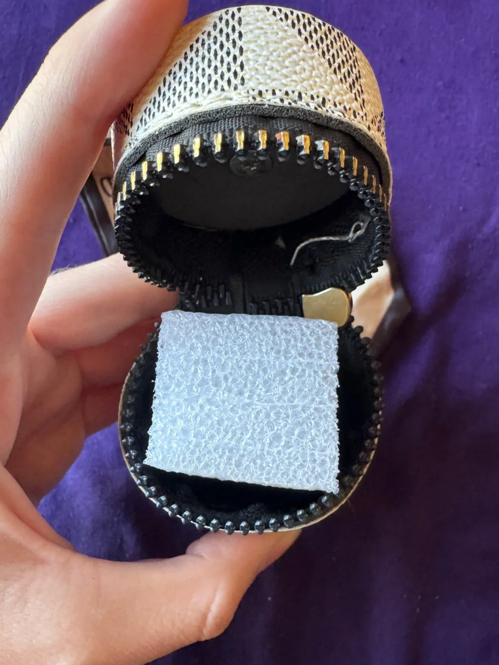 Canvas Patterned Pouch with Scarf Accent NWOT